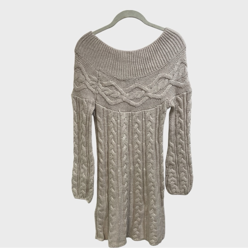 VTG Moda International Victoria Secret Tan Cable Knit Sweater Dress Size Small - Picture 6 of 9